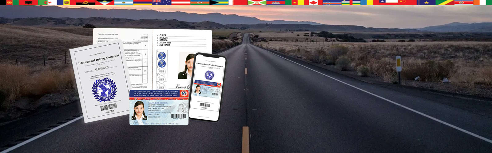 International Driving license and a road picture,IDP